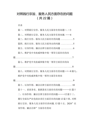 2024对照践行宗旨、服务人民方面存在的问题(22篇合集).docx
