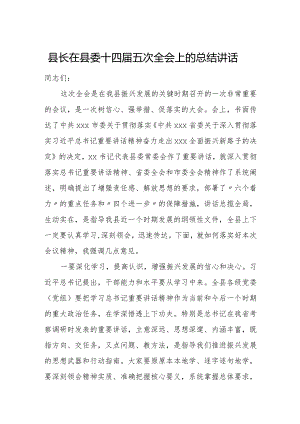 县长在县委十四届五次全会上的总结讲话.docx