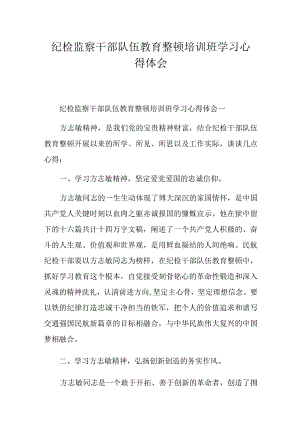 纪检监察干部队伍教育整顿培训班学习心得体会.docx