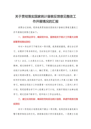 关于贯彻落实国家统计督察反馈意见整改工作开展情况的汇报.docx