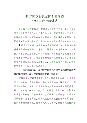 某某区委书记在区主题教育总结大会上的讲话.docx