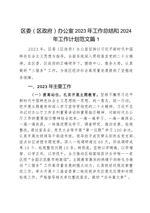 2023年工作总结和2024年工作计划府委汇报报告政2篇.docx