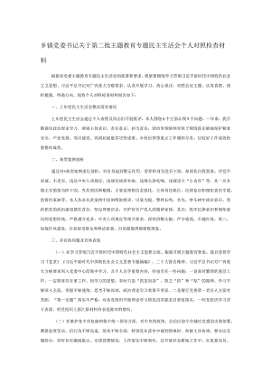 乡镇党委书记关于第二批主题教育专题民主生活会个人对照检查材料.docx