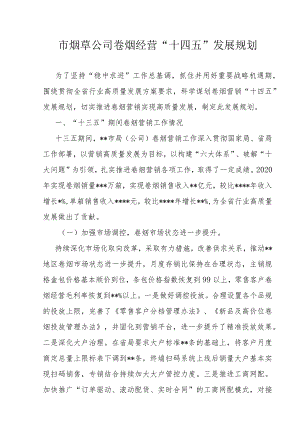 市烟草公司公司十四五发展规划.docx