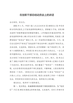 在挂职干部总结动员会上的讲话.docx