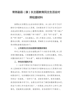 常务副县（旗）长主题教育民主生活会对照检查材料.docx
