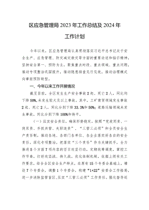 区应急管理局2023年工作总结及2024年工作计划(20240117).docx