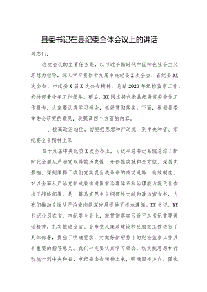 县委书记在县纪委全体会议上的讲话.docx