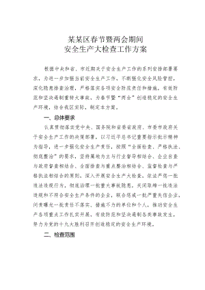某某区春节暨两会期间安全生产大检查工作方案.docx