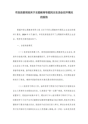市发改委党组关于主题教育专题民主生活会召开情况的报告.docx