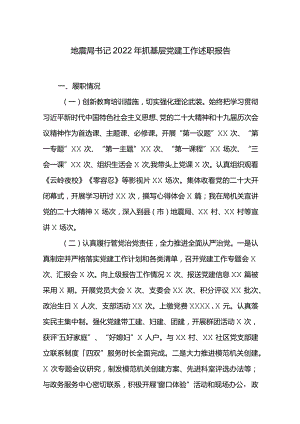 地震局书记2022年抓基层党建工作述职报告.docx