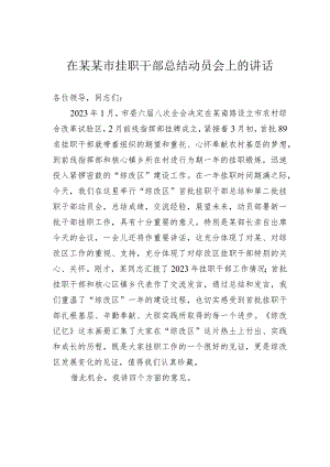在某某市挂职干部总结动员会上的讲话.docx