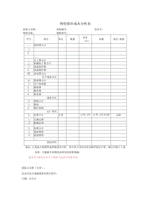 物资报价成本分析表（2024年）.docx