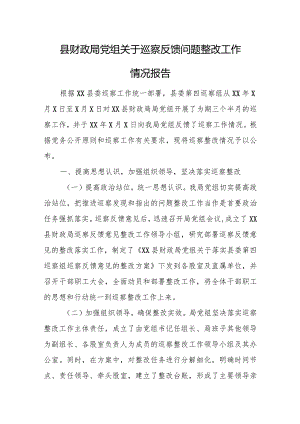 县财政局党组关于巡察反馈问题整改工作情况报告.docx