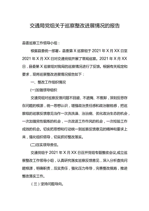 交通局党组关于巡察整改进展情况的报告.docx