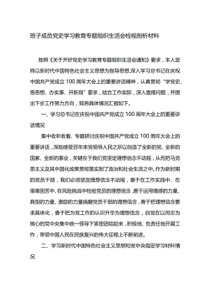 班子成员党史学习教育专题组织生活会检视剖析材料.docx