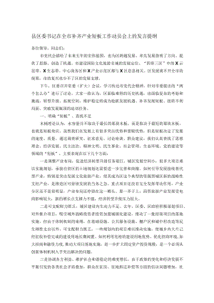 县区委书记在全市补齐产业短板工作动员会上的发言提纲.docx