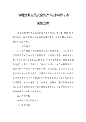 市属企业全员安全生产培训专项行动实施方案.docx