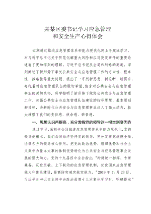 某某区委书记学习应急管理和安全生产心得体会.docx