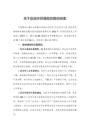 关于促进农民持续增收的路径探索.docx