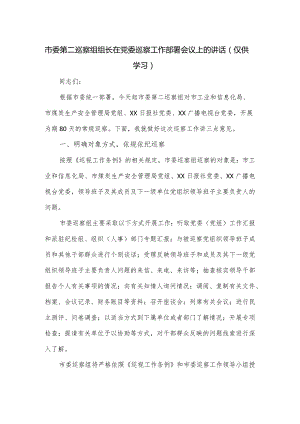 市委第二巡察组组长在党委巡察工作部署会议上的讲话.docx