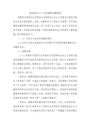 组织部长六个方面查摆问题提纲.docx