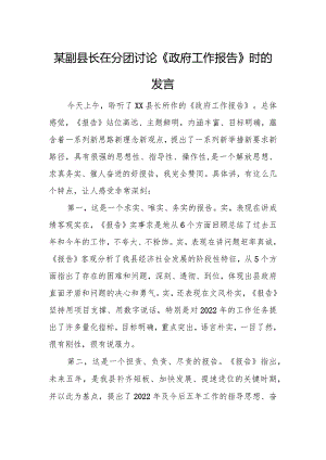 某副县长在分团讨论《政府工作报告》时的发言.docx