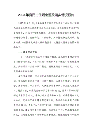 2023年度民主生活会整改落实情况报告.docx