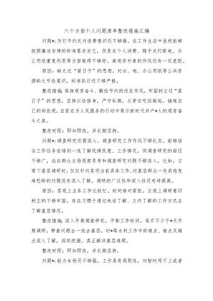 六个方面个人问题清单整改措施汇编.docx
