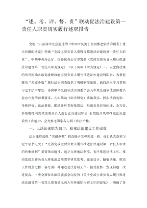 “述、考、评、督、责”联动促法治建设第一责任人职责切实履行述职报告.docx