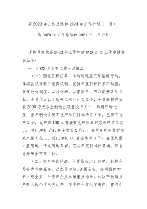 局2023年工作总结和2024年工作计划(二篇).docx