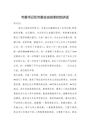 市委书记在市委全会结束时的讲话.docx