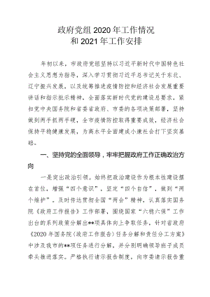 政府党组2020年工作情况和2021年工作安排.docx