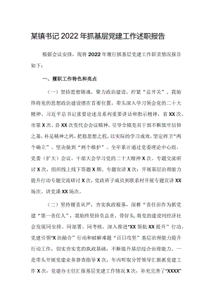 某镇书记2022年抓基层党建工作述职报告.docx