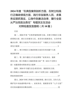 2024年度“在典型案例剖析方面、在树立和践行正确政绩观方面、践行宗旨服务人民、求真务实狠抓落实、以身作则廉洁自律、履行全面从严治党.docx
