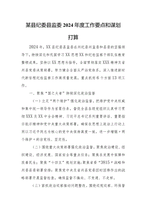某县纪委县监委2024年度工作要点和谋划打算.docx