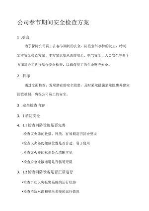 公司春节期间安全检查方案.docx
