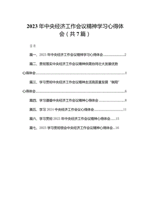 2024年中央经济工作会议精神学习心得体会7篇供参考.docx