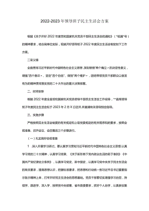 2022-2023年领导班子民主生活会方案.docx