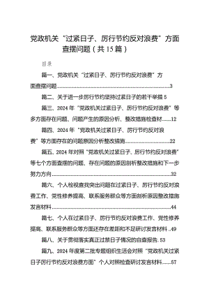 党政机关“过紧日子、厉行节约反对浪费”方面查摆问题（共15篇）.docx