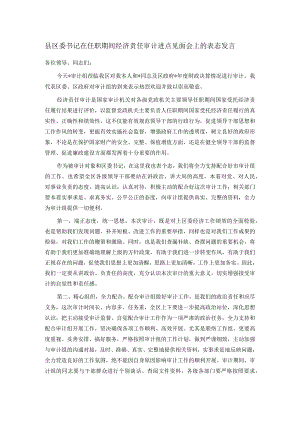 县区委书记在任职期间经济责任审计进点见面会上的表态发言.docx