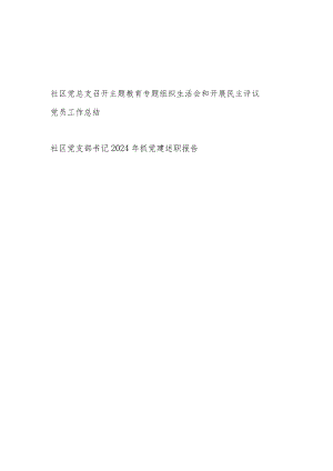 社区党总支召开主题教育专题组织生活会和开展民主评议党员工作总结和社区党支部书记2024年抓党建述职报告.docx