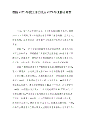 医院2023年度工作总结及2024年工作计划发言.docx