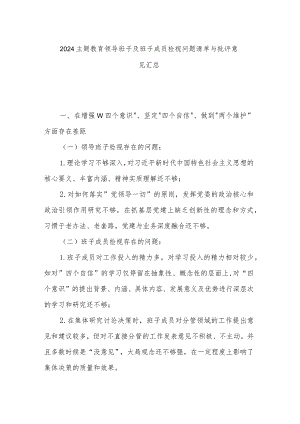 2024主题教育领导班子及班子成员检视问题清单与批评意见汇总.docx
