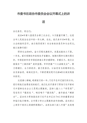 市委书在政协市委员会会议开幕式上的讲话.docx