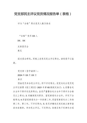 党支部民主评议党员情况报告单（表格）.docx