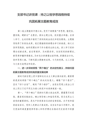 支部书记讲党课：持之以恒学思践悟 持续巩固拓展主题教育成效.docx