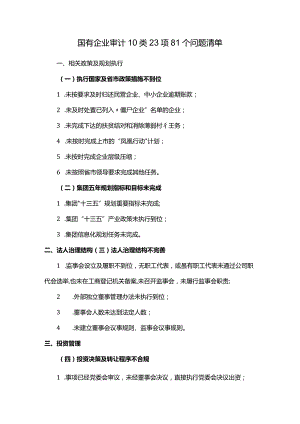 国有企业审计10类23项81个问题清单.docx