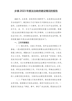 乡镇2023年度法治政府建设情况的报告.docx
