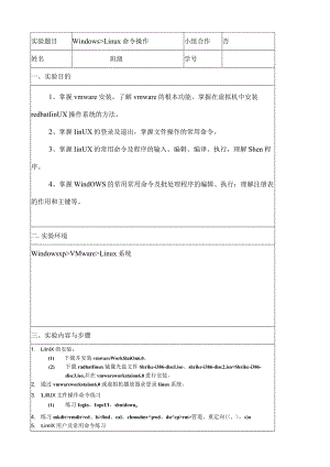 操作系统实验报告Windows、Linux命令操作.docx